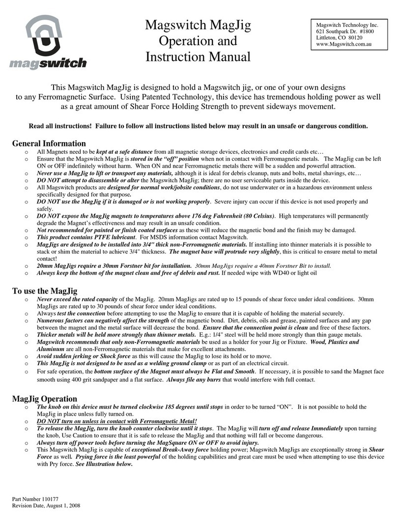 Magswitch MagJig Series Operation and instruction manual