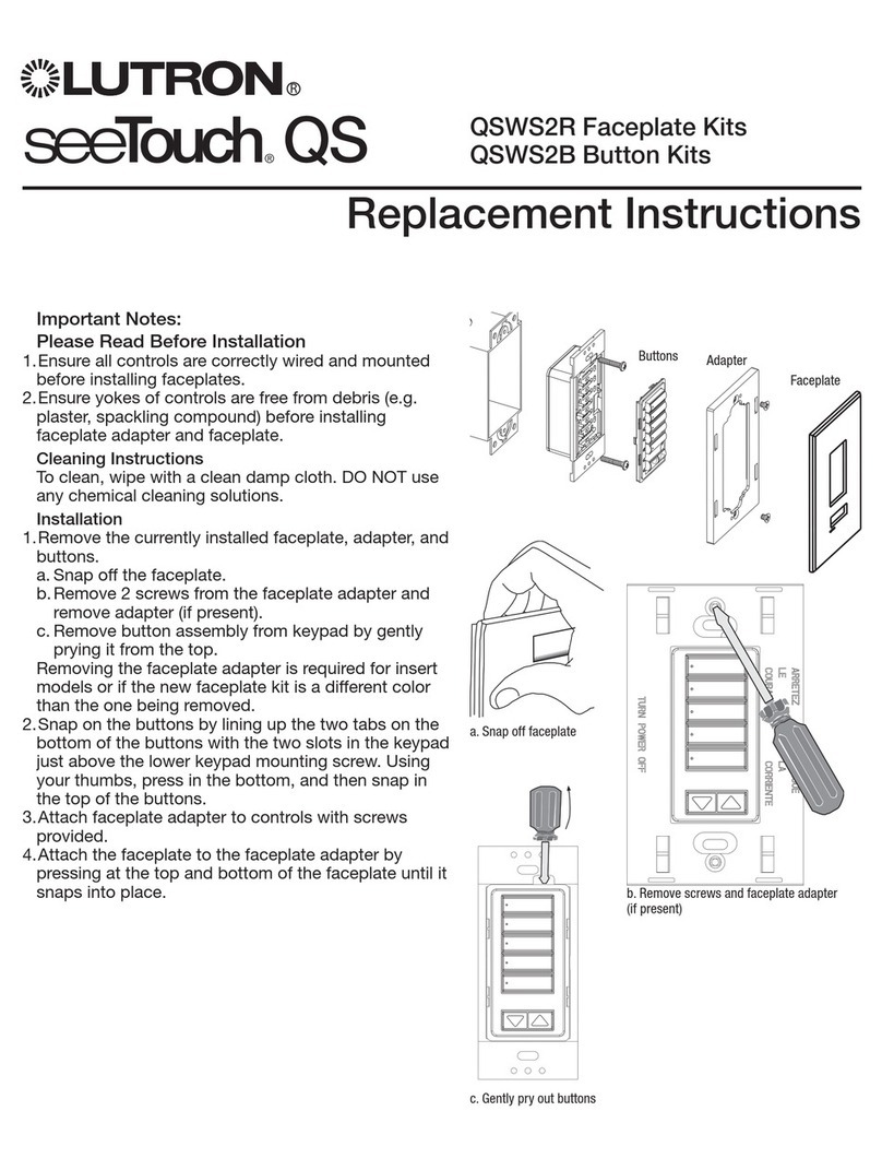 Lutron Electronics SeeTouch QS Series Replacement instructions Lutron Electronics SeeTouch QS Series Replacement instructions