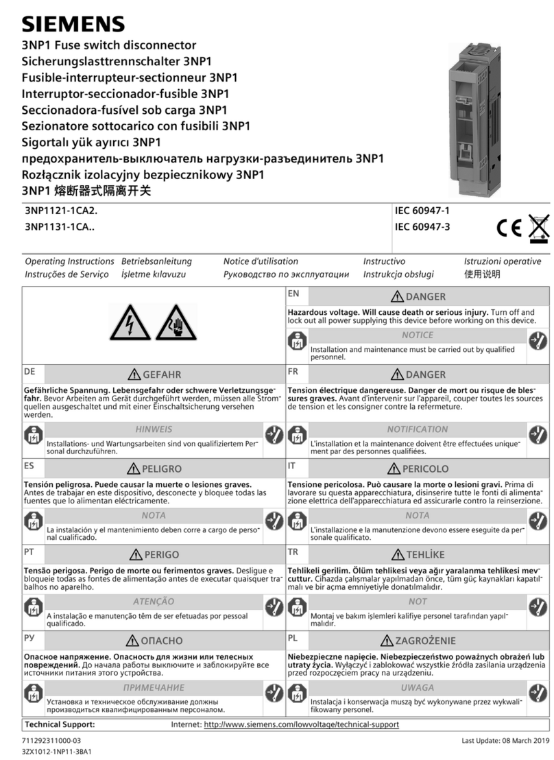 Siemens 3NP1 Series operating instructions