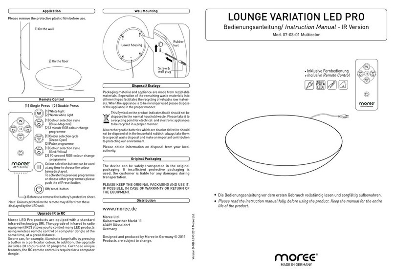 Moree LOUNGE VARIATION LED PRO instruction manual