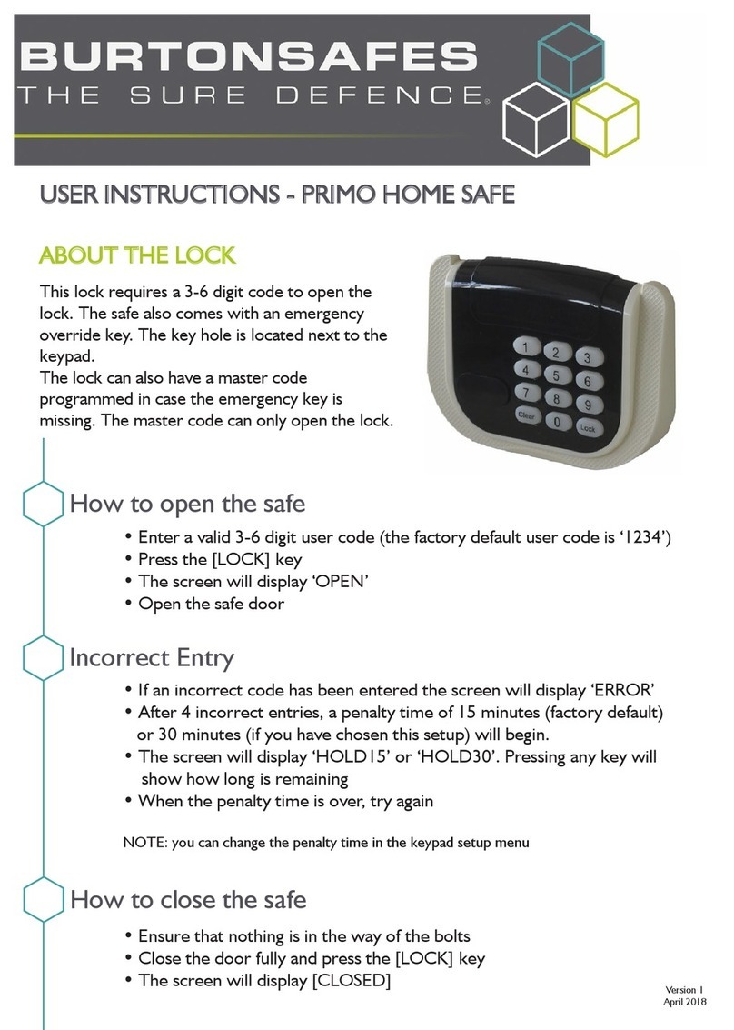 Burtonsafes PRIMO HOME SAFE User manual Burtonsafes PRIMO HOME SAFE User manual
