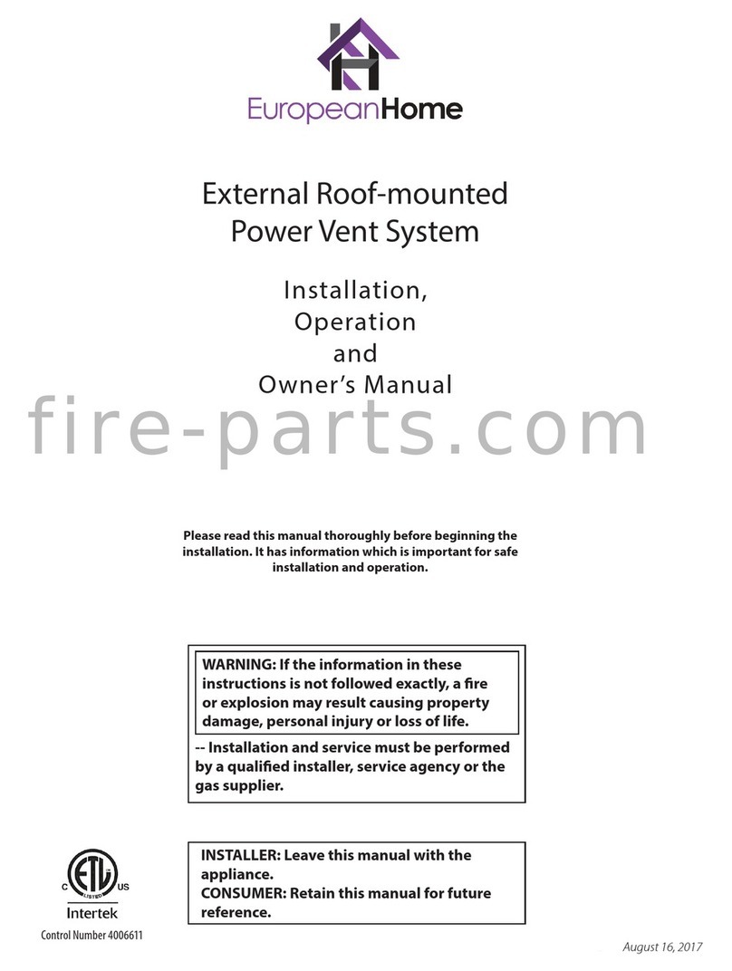 European Home ERPVS Installation, operation and owner's manual