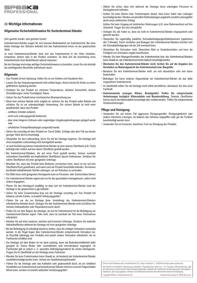 Speaka Professional A148192 Important information