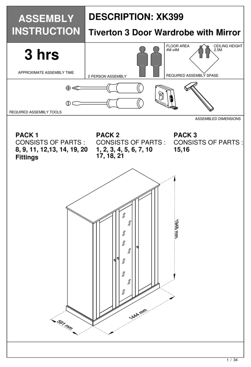 Home Essentials Tiverton 3 Door Wardrobe with Mirror Assembly instruction Home Essentials Tiverton 3 Door Wardrobe with Mirror Assembly instruction