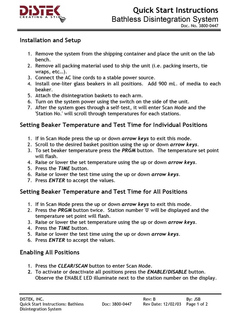 Distek 3100 Series Quick start instructions