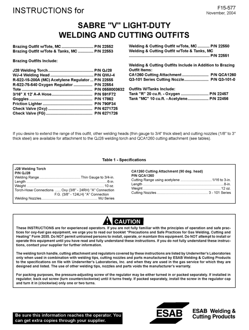 ESAB SABRE V J28 User manual