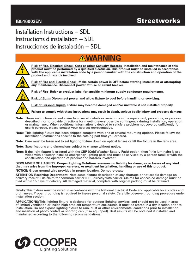 Cooper Lighting StreetWorks SDL User manual Cooper Lighting StreetWorks SDL User manual