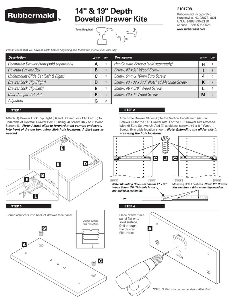 Rubbermaid Dovetail Drawer Series User manual Rubbermaid Dovetail Drawer Series User manual