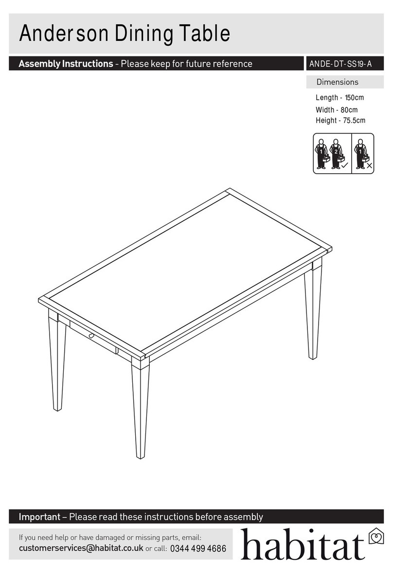 Habitat Anderson Dining Table ANDE-DT-SS19-A User manual Habitat Anderson Dining Table ANDE-DT-SS19-A User manual