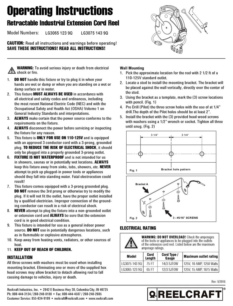 ReelCraft LG3065 123 9Q User manual