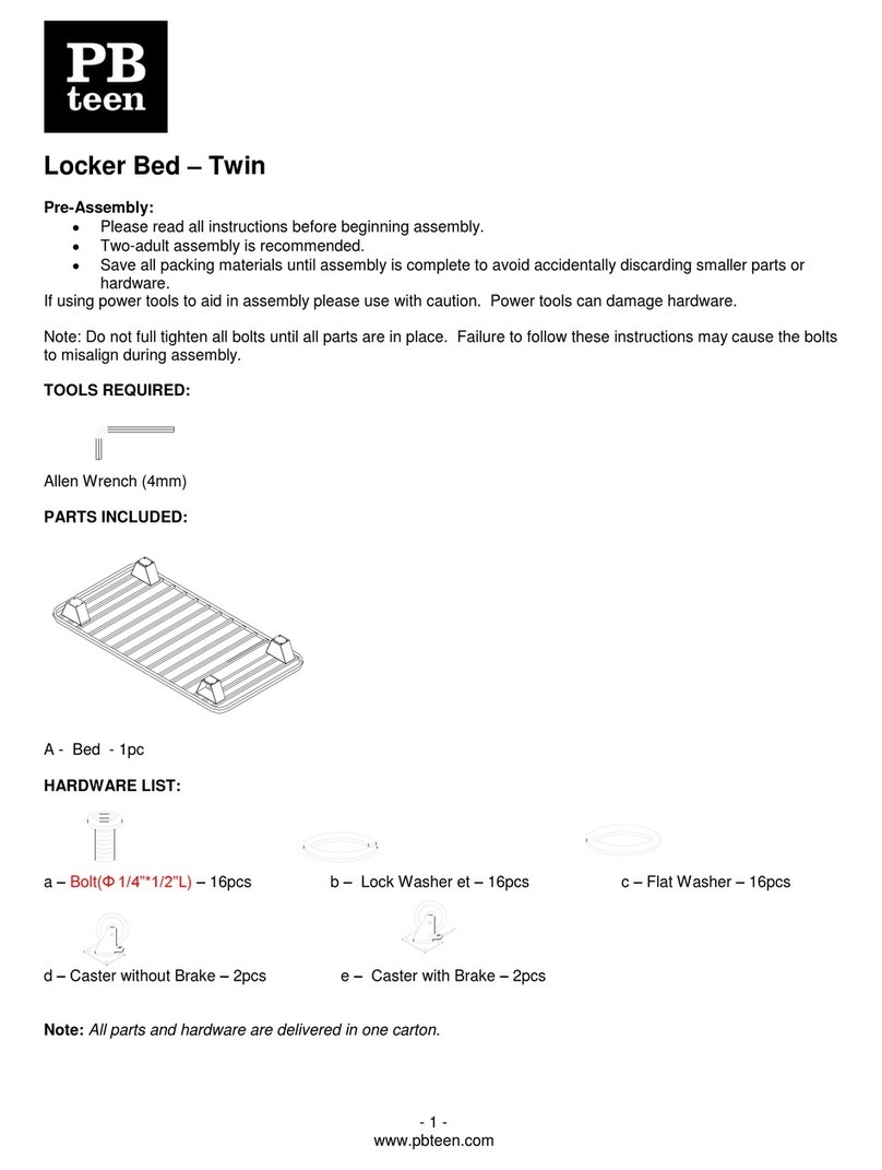 PB TEEN Twin Locker Bed User manual