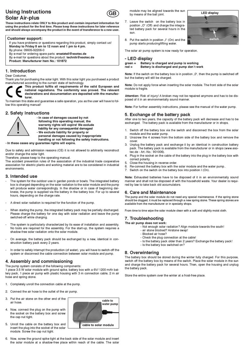 esotec Solar Air-plus Using instructions