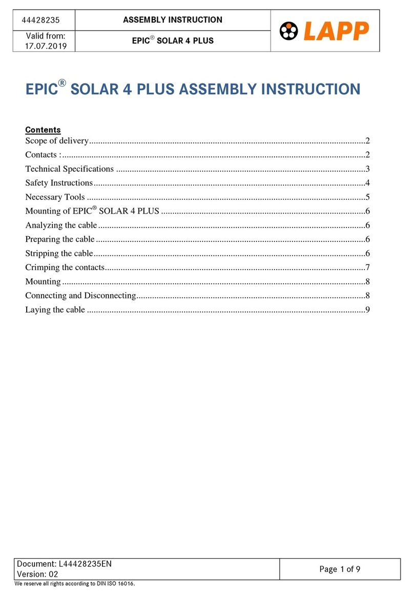 LAPP EPIC SOLAR 4Plus Series Assembly instruction