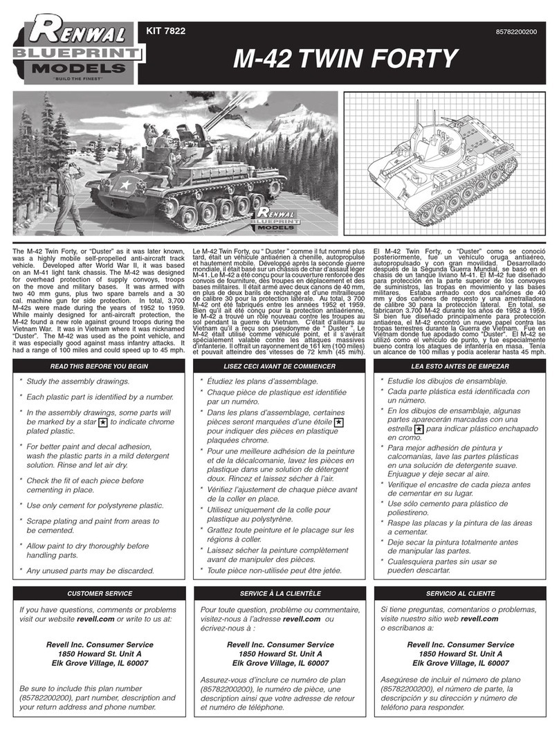 REVELL Renwal Blueprint Models 7822 manual