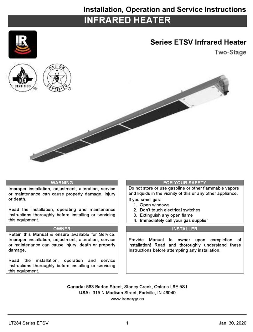 IR Energy ETSV Series Installation, operation and service instructions