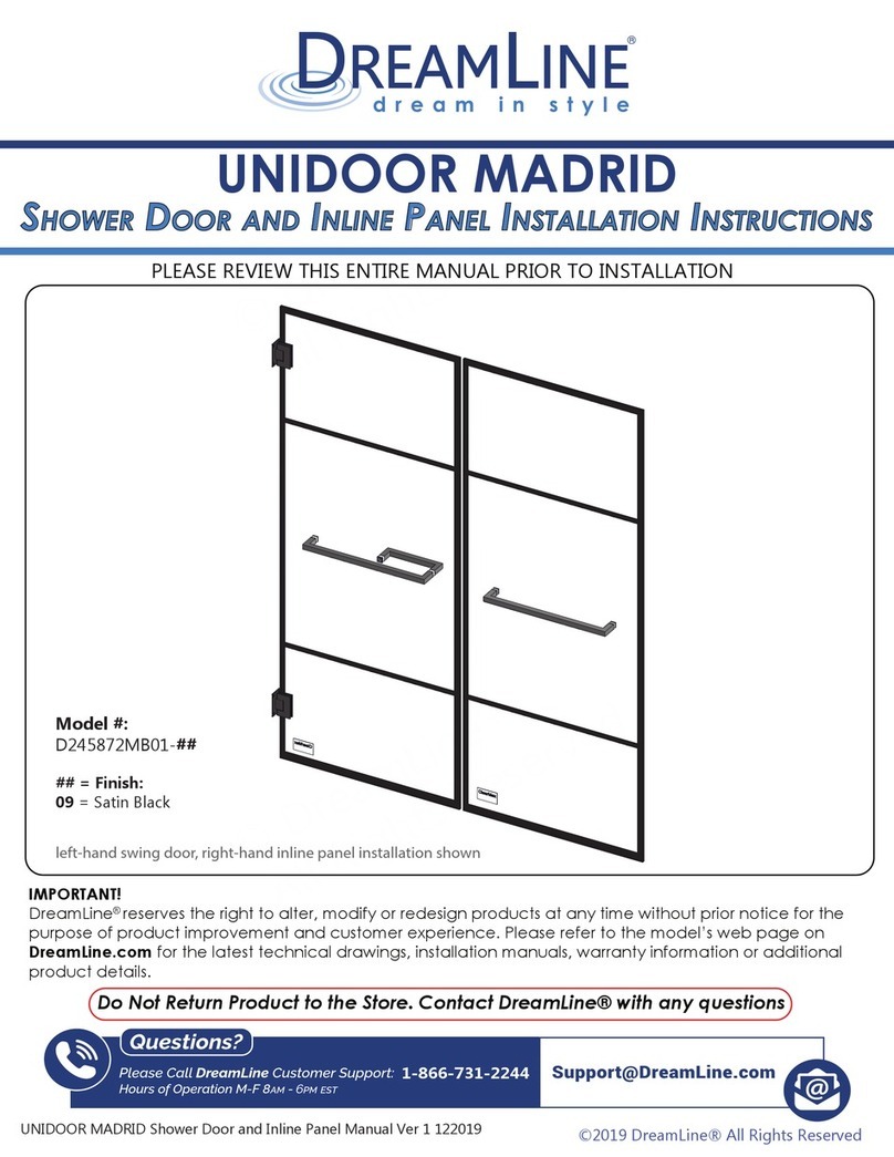Dreamline UNIDOOR MADRID D245872MB01 Series installation instructions
