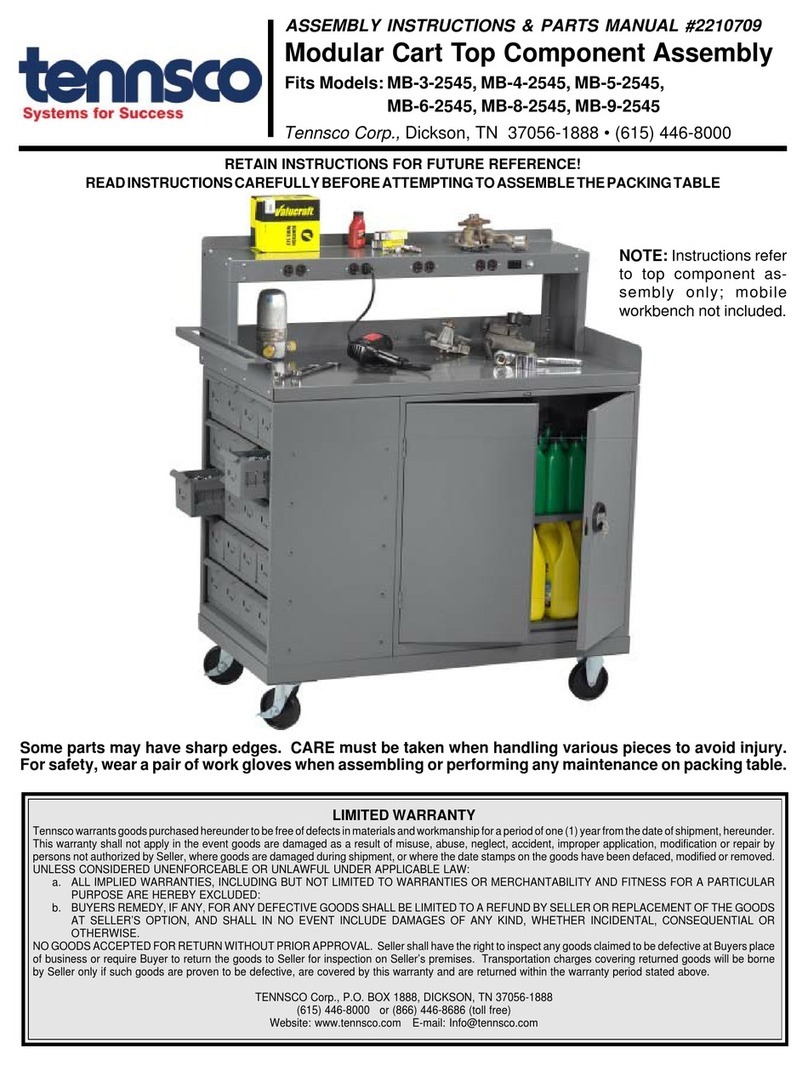 Tennsco Modular Cart Top Component Assembly Assembly Instructions/Parts Manual