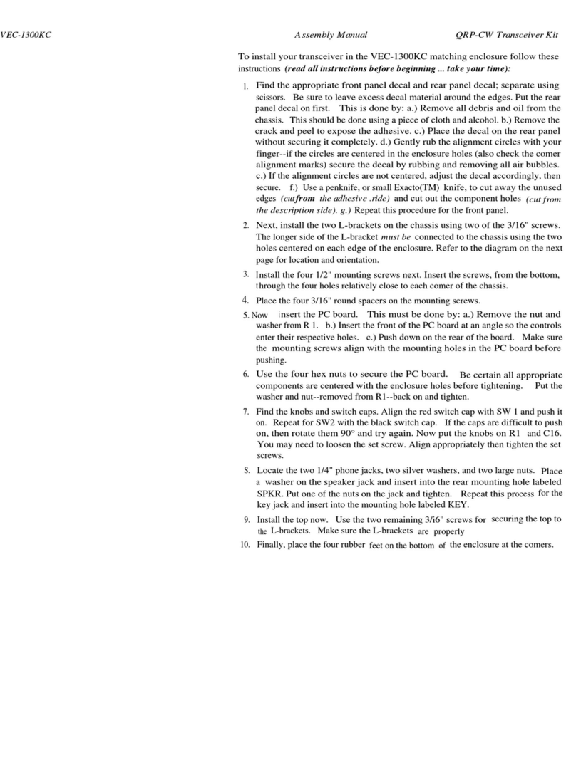 Vectronics VEC-1300KC Assembly manual