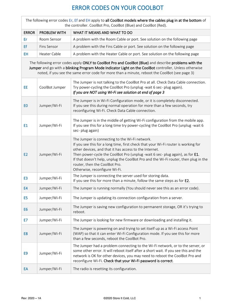 Store It Cold CoolBot Trouble error codes list