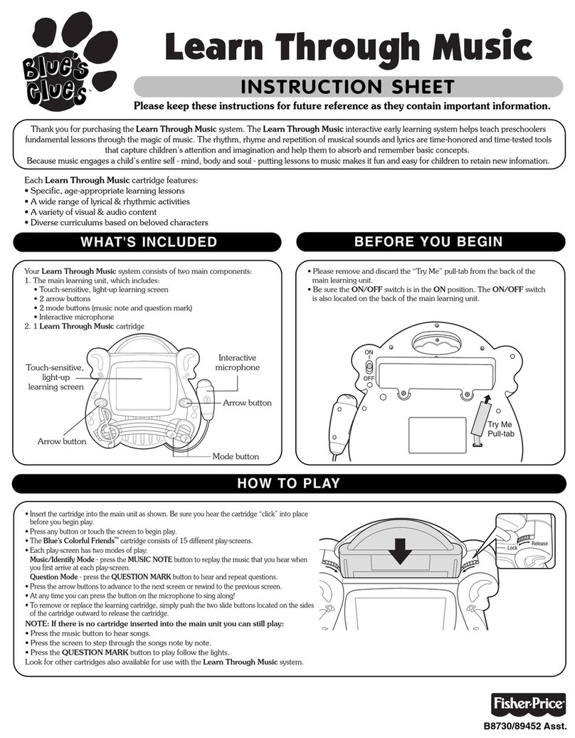 Fisher-Price Learn Through Music Blue's Clues instruction sheet