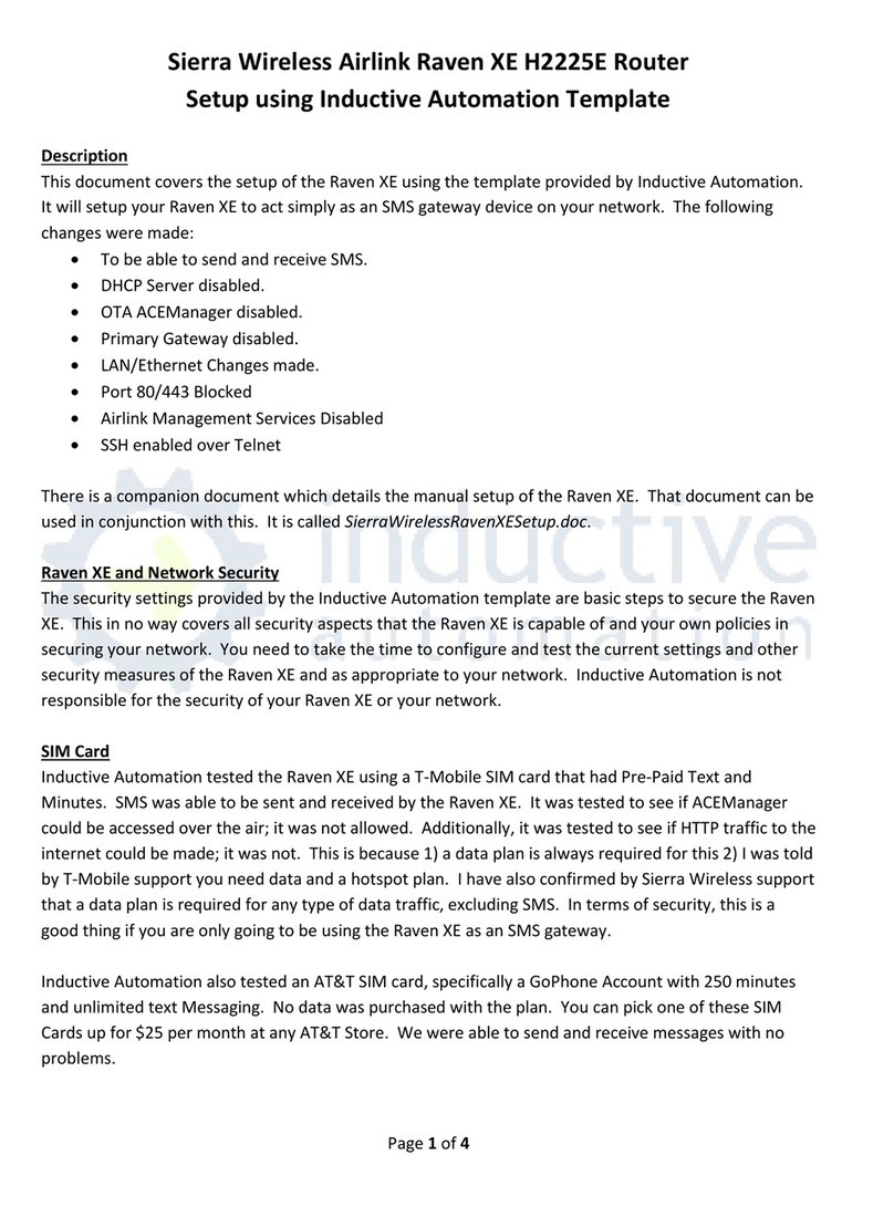 Sierra Wireless AirLink Raven XE User manual Sierra Wireless AirLink Raven XE User manual