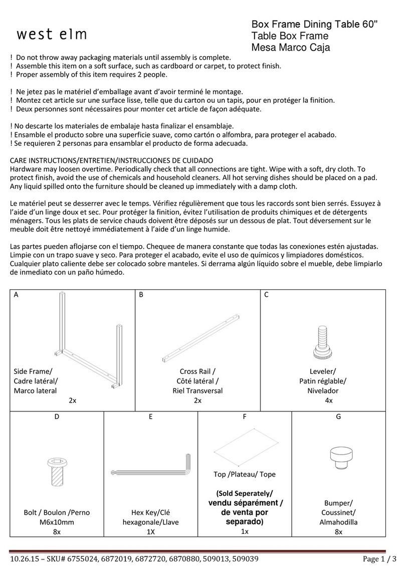 West Elm Box Frame Dining Table 60 User manual