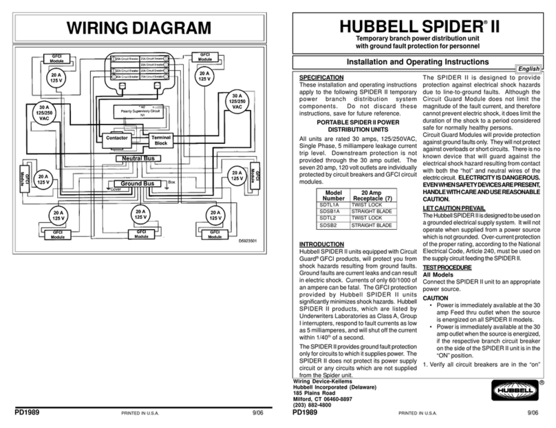 Hubbell SPIDER II SDTL1A Installation and operating instructions