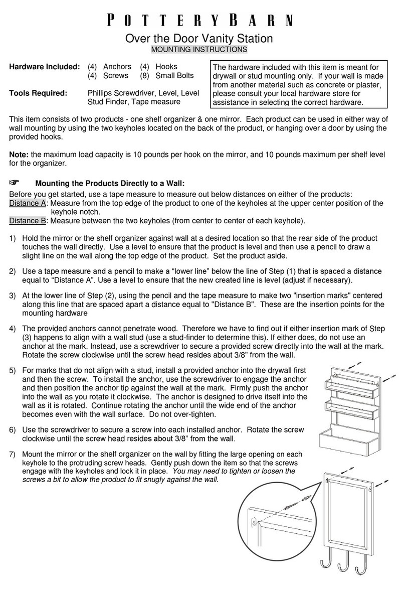 PotteryBarn Over the Door Vanity Station User manual