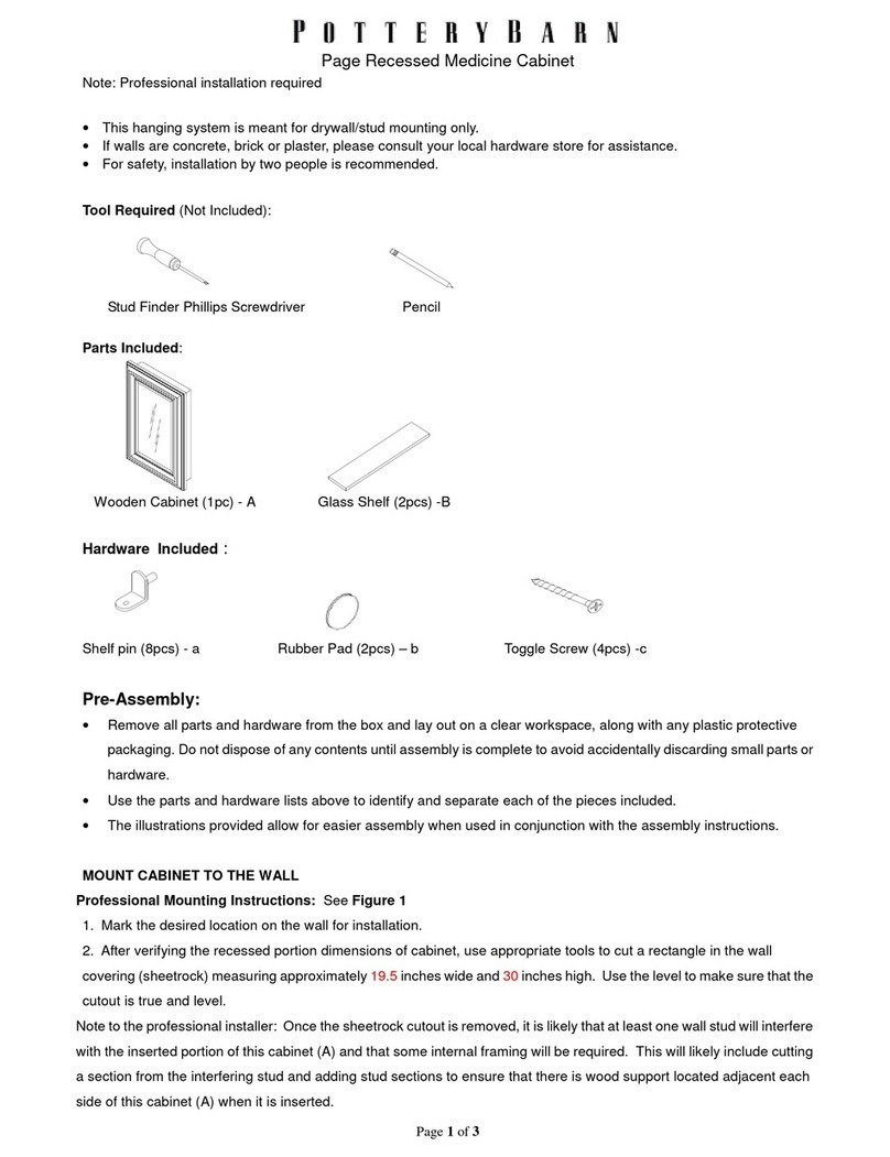 PotteryBarn Page Recessed Medicine Cabinet User manual PotteryBarn Page Recessed Medicine Cabinet User manual