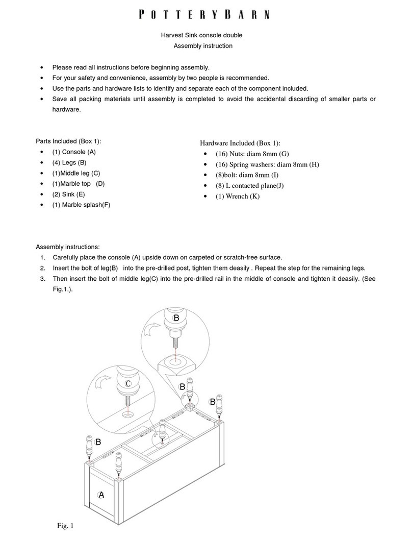 PotteryBarn Harvest Sink console double Assembly instruction