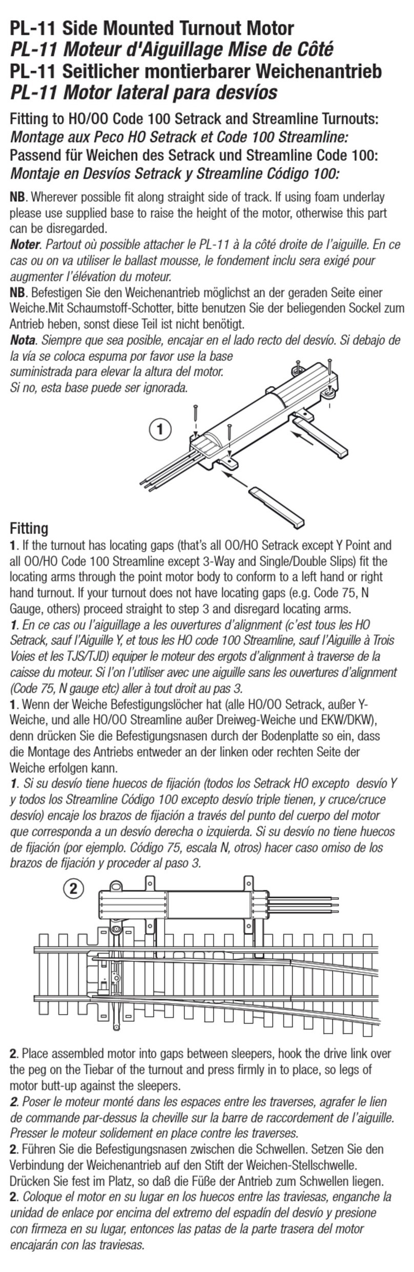Peco PL-11 instruction sheet