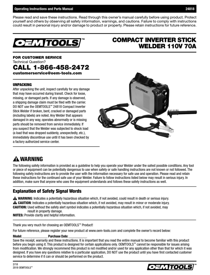 OEM Tools 24818 Operating instructions and parts manual