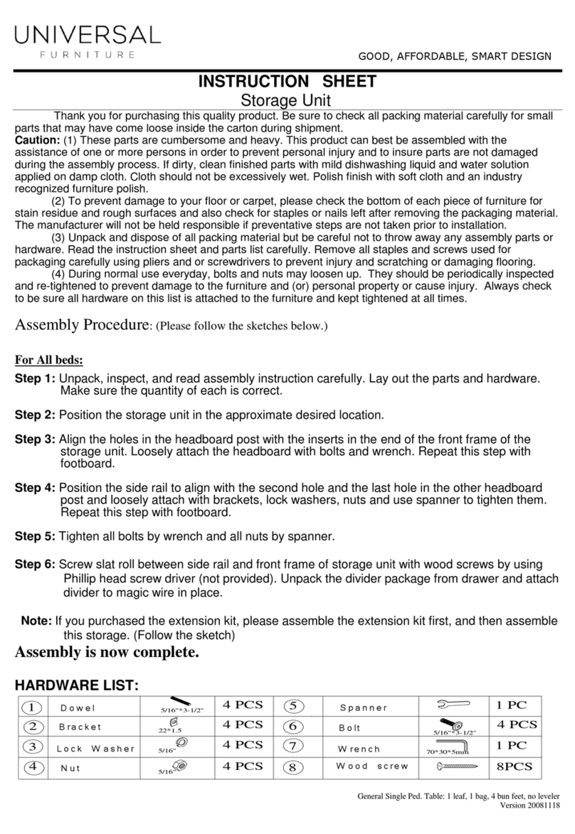 Universal Furniture Storage Unit instruction sheet