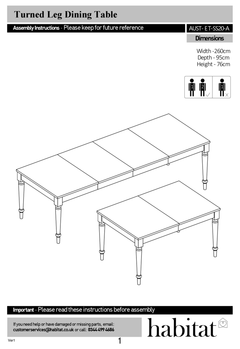 Habitat Turned Leg Dining Table AUST- ET-SS20-A User manual Habitat Turned Leg Dining Table AUST- ET-SS20-A User manual