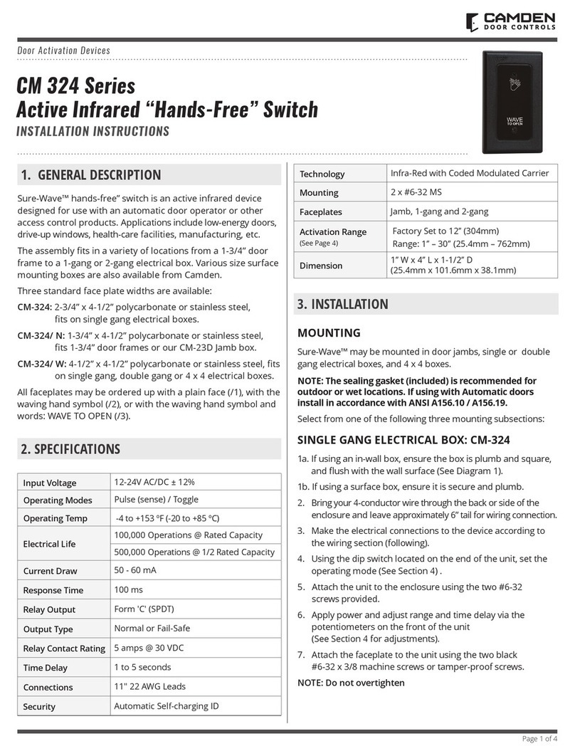 CAMDEN CM 324 Series installation instructions