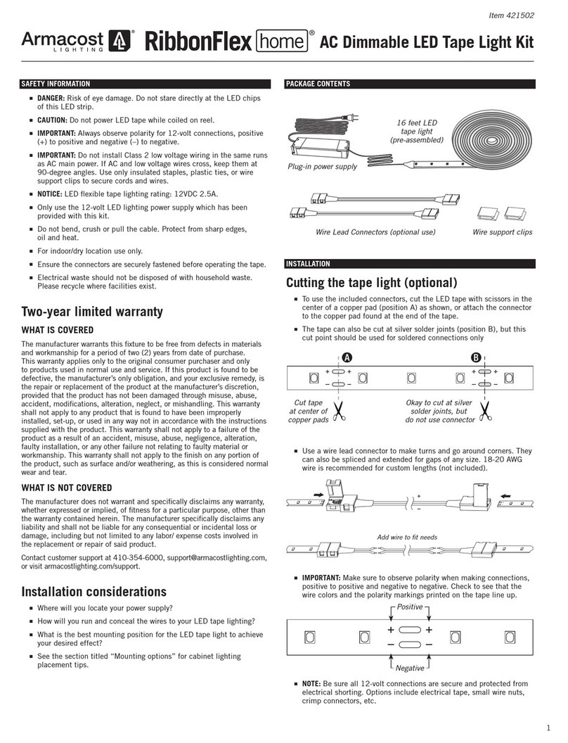 Armacost Lighting RibbonFlex Home 421502 quick start guide Armacost Lighting RibbonFlex Home 421502 quick start guide