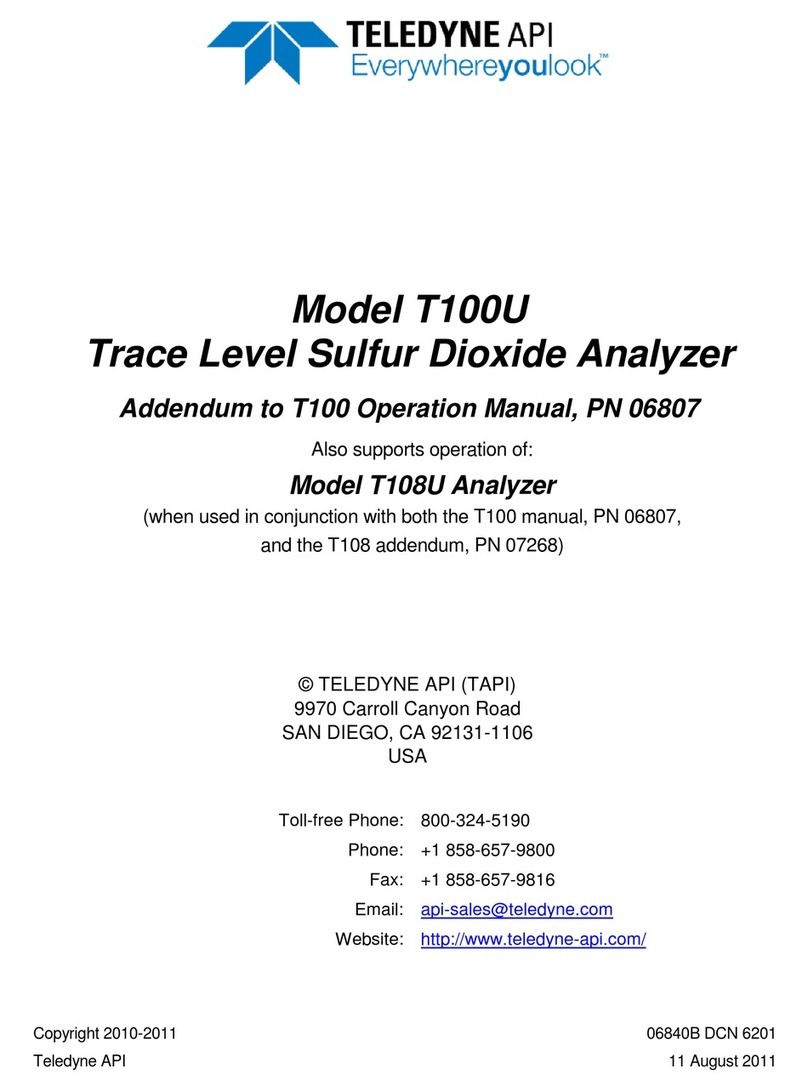 TELEDYNE API T100U Addendum to the Operation Manual