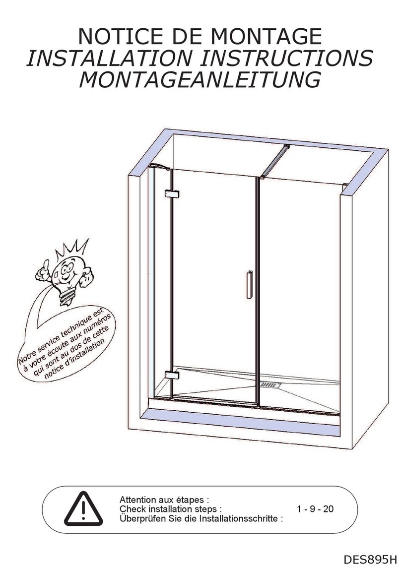 Kinedo Kinespace Fixed panel with pivot door and small fixed... User manual