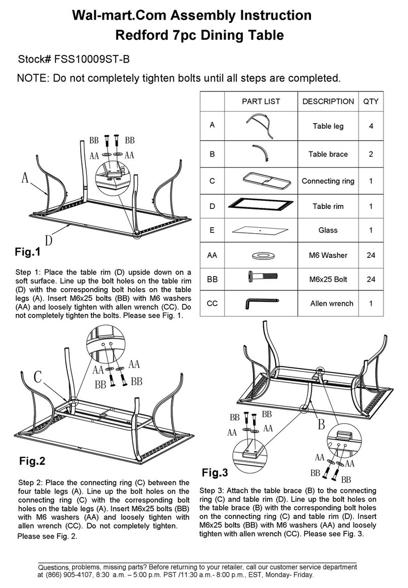 YOTRIO Redford 7pc Dining Table FSS10009ST-B Assembly instruction