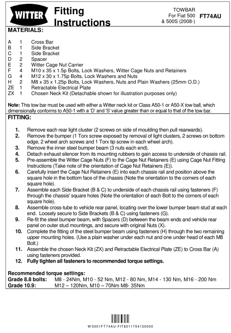 Witter FT74AU Fitting instructions