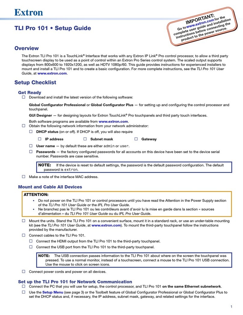 Extron electronics TLI Pro 101 User manual