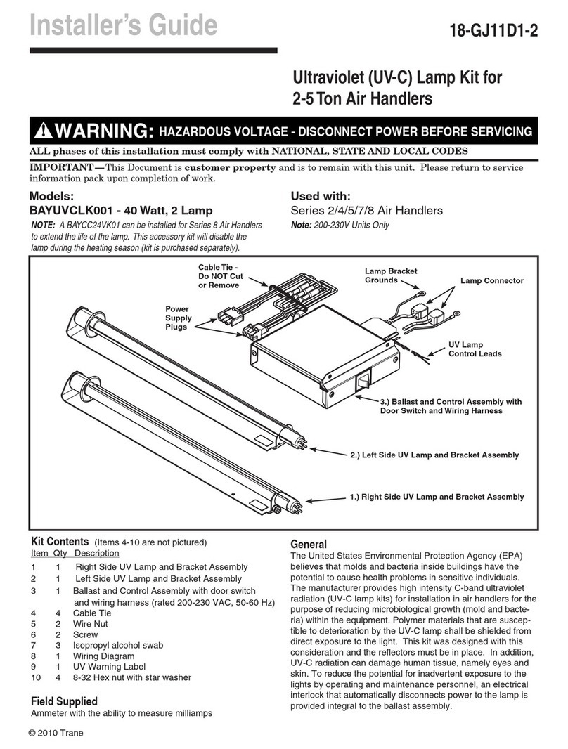 Trane BAYUVCLK001 Installer's guide