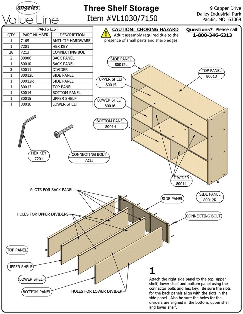 Angeles Value Three Shelf Storage VL1030/7150 Assembly instructions Angeles Value Three Shelf Storage VL1030/7150 Assembly instructions