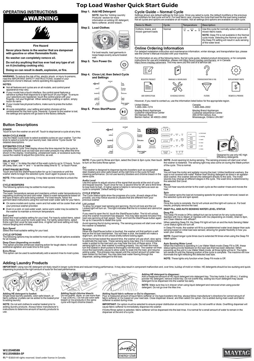 Maytag W11354858B User manual