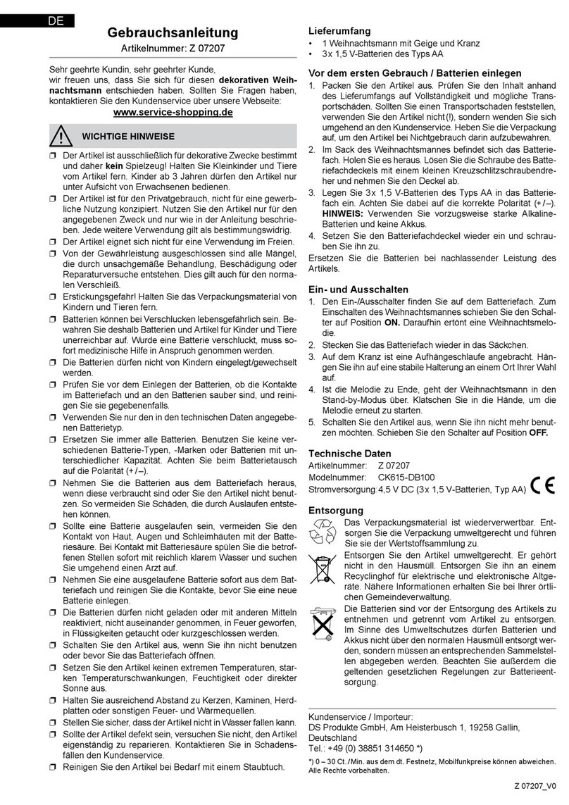 DS Produkte CK615-DB10 operating instructions