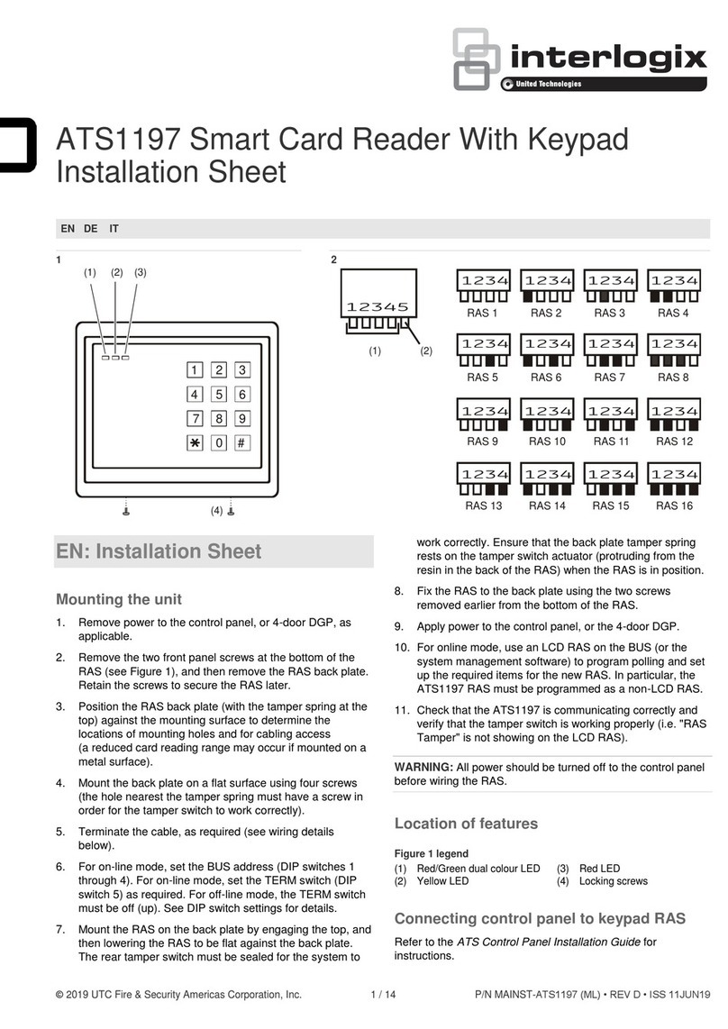 Interlogix ATS1197 Installation sheet