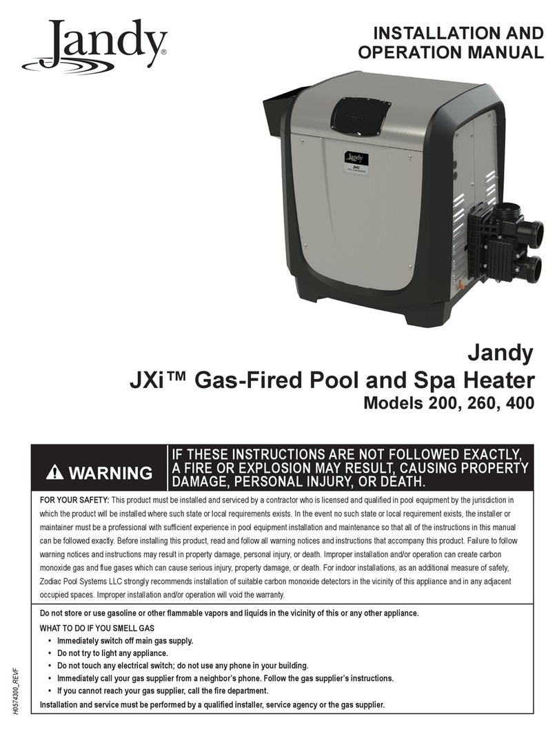 Jandy JXi 200 Installation and operation manual