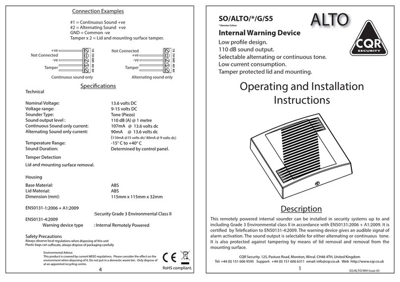 CQR ALTO Operating and installation instructions