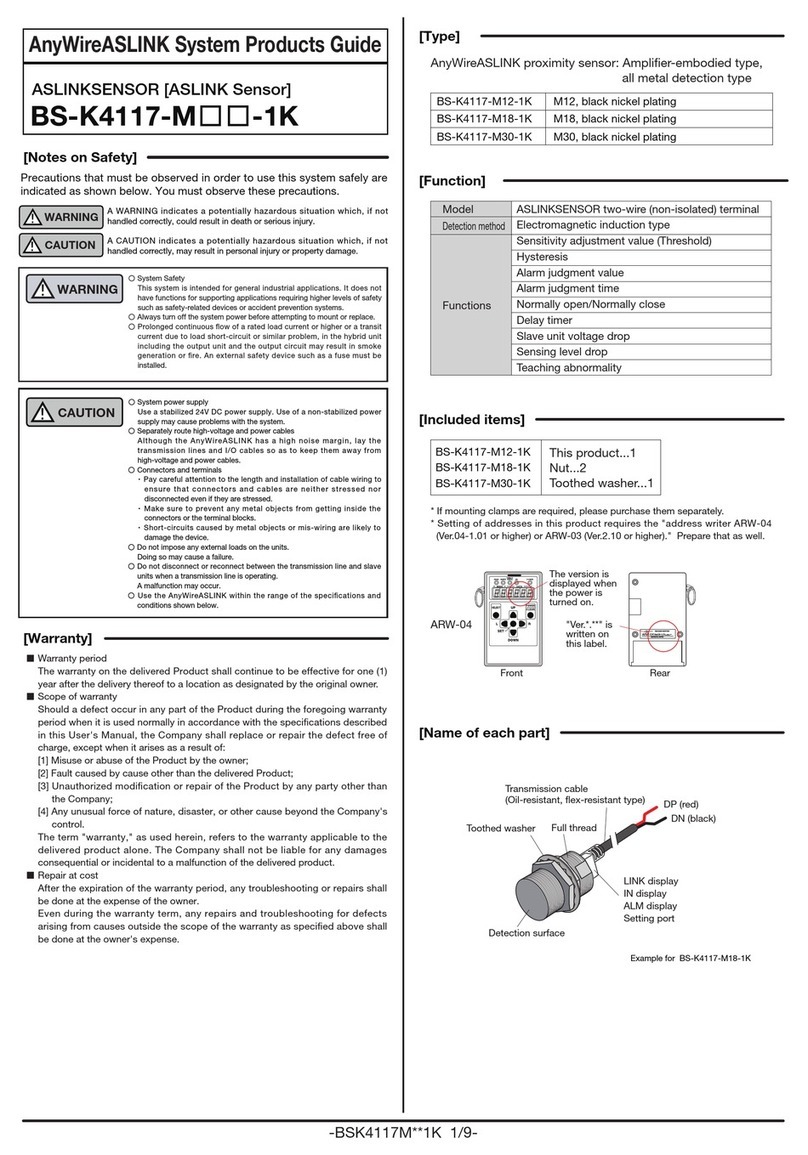 Anywire ASLINKSENSOR BS-K4117-M 1K Series Product guide