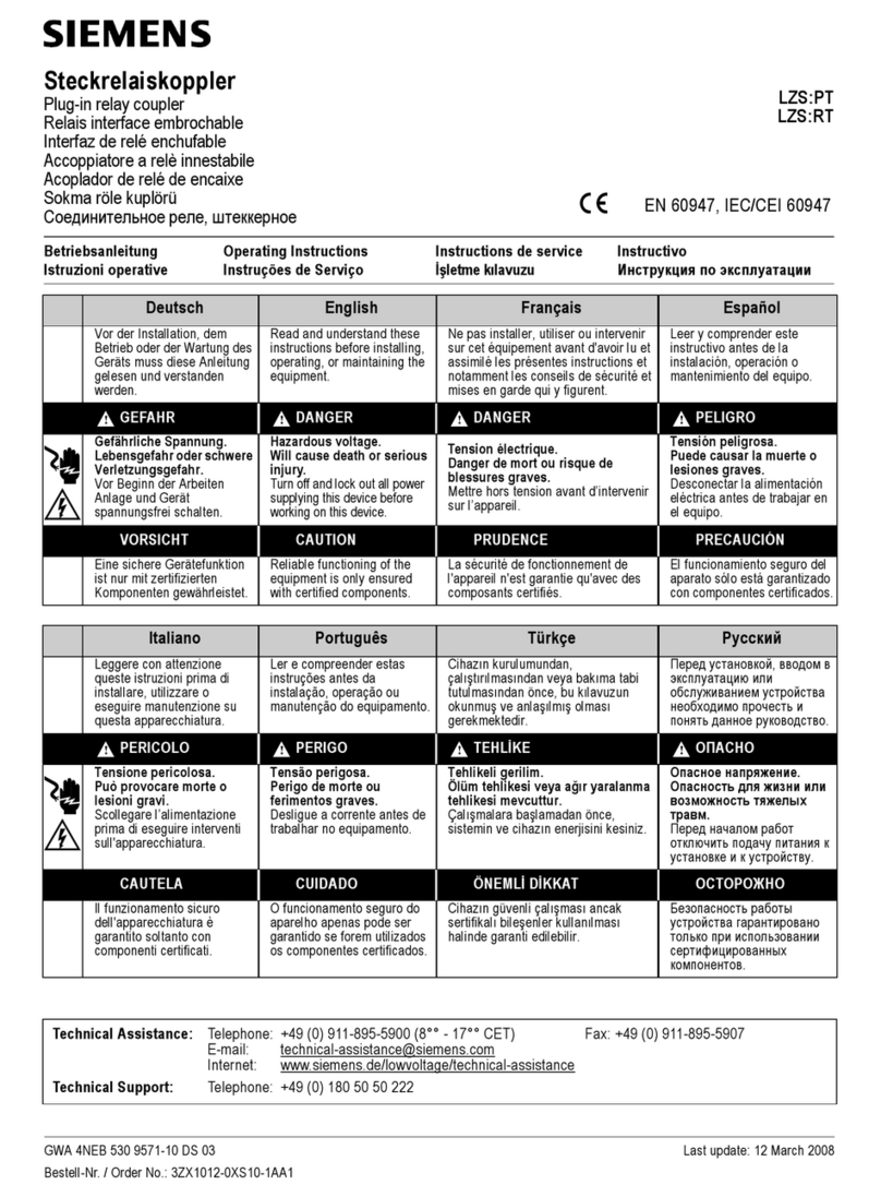 Siemens LZS PT Series operating instructions
